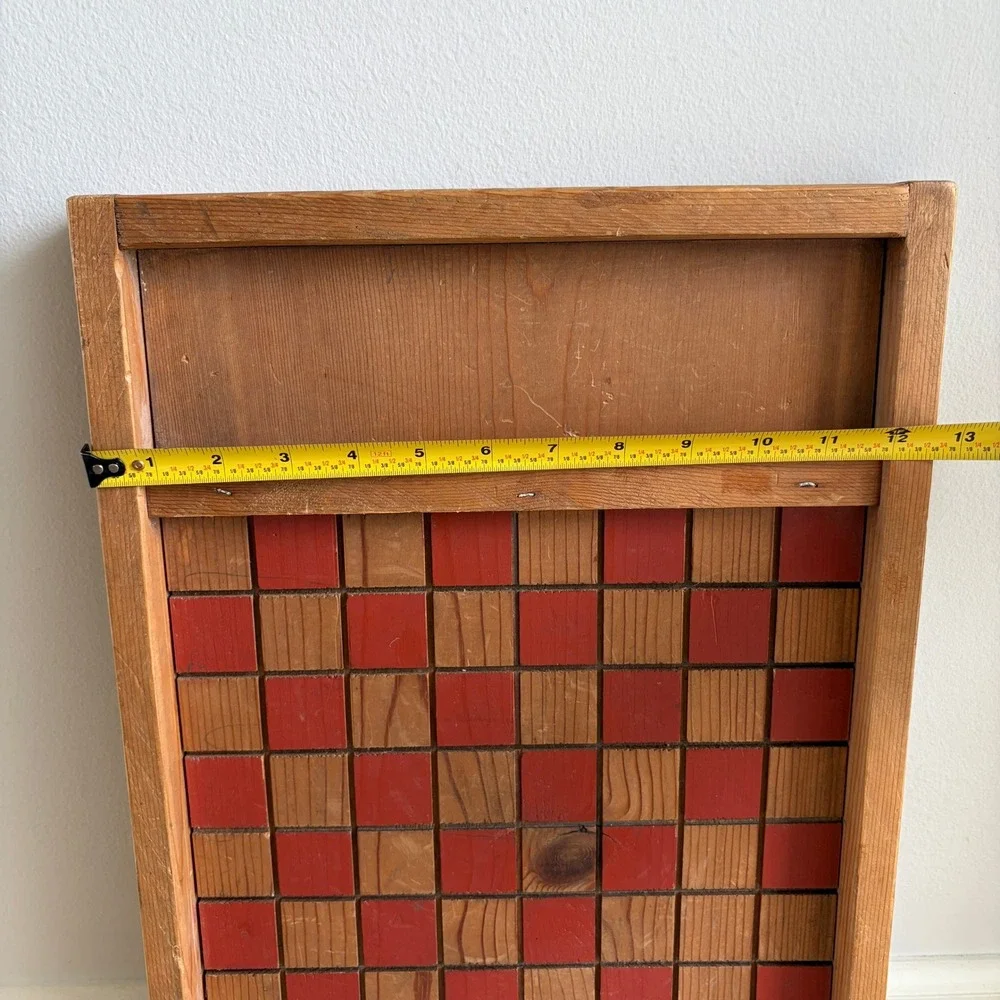 Vintage Wooden Checkerboard Wall Decor Rustic Red Natural Wood Game Board 21x12